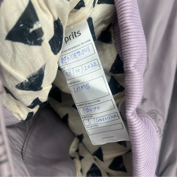 Free People Purple Oversized Leather Animal Print Embroidered Bomber Jacket S - Picture 10 of 10